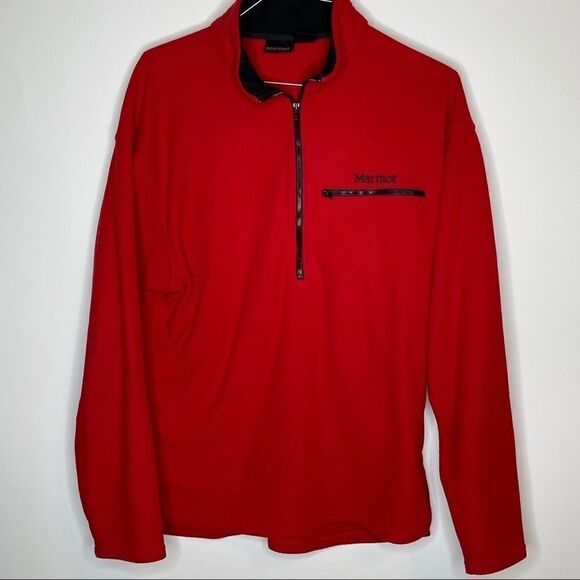 Large Marmot Red-Black Full Zip Polartec Jacket - Picture 2 of 6